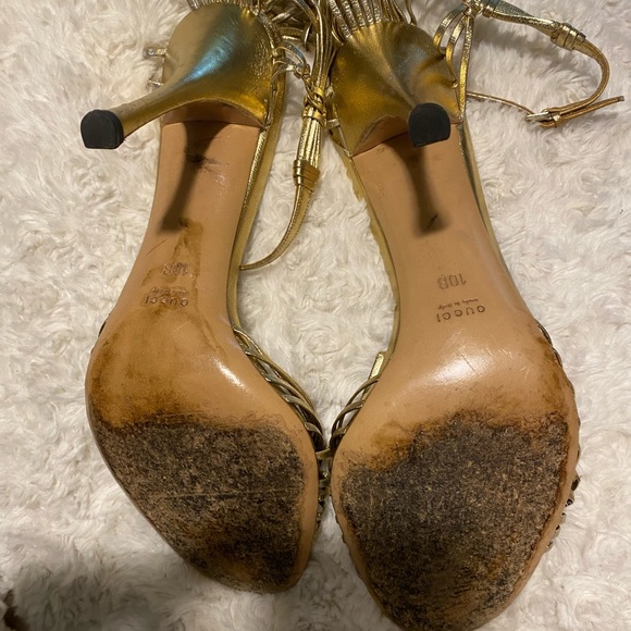 Vintage Gucci Tom Ford Era Gold sandals sz 10 Firm